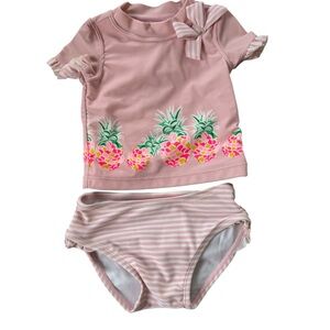 Janie and Jack Pink Pineapple Rashguard Set